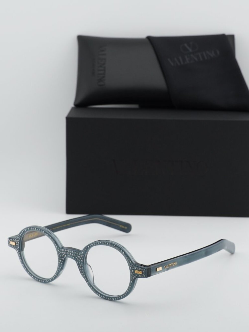 Valentino VLX-185C Round Eyeglasses - Blue Pearl Crystal 43mm